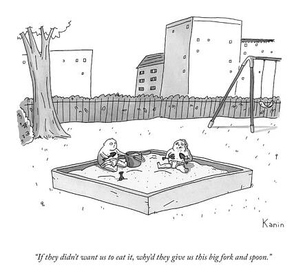 Fork Wall Art featuring the drawing This Big Fork And Spoon by Zachary Kanin