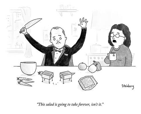 Slice Drawing - This Salad Is Going To Take Forever by Avi Steinberg