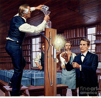 Thomas Edison Invents Electric Light Print