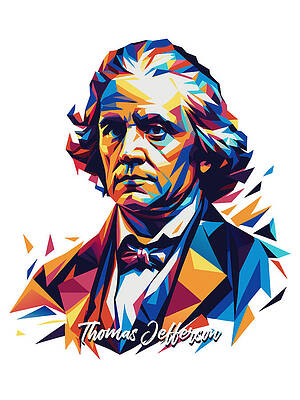 Vibrant Wall Art featuring the digital art Thomas Jefferson Portrait Pop Art by Vector Artnesia