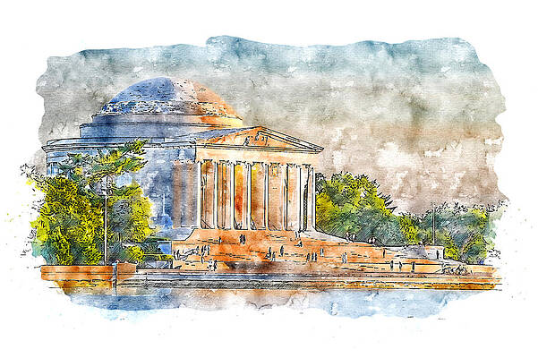 Thomas Jefferson Memorial at Sunset Painting