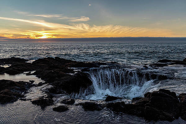 Oregon Wall Art featuring the photograph Thor's Well On The Oregon Coast by Ed Clark