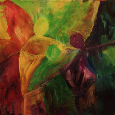 Spirit Wall Art featuring the painting Three Angels by Ellen Eschwege