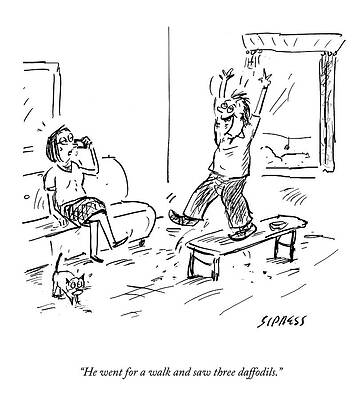 Joy Drawing - Three Daffodils by David Sipress