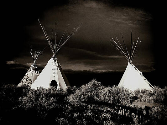 Architecture Photograph - Three Tipis In Twilight by Robert Niemeier