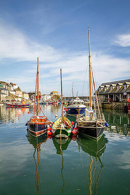 Boats Moored at a Quaint Harbor Photograph