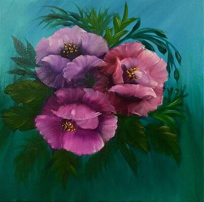 Flower Painting - Three's Company by Marlene Little