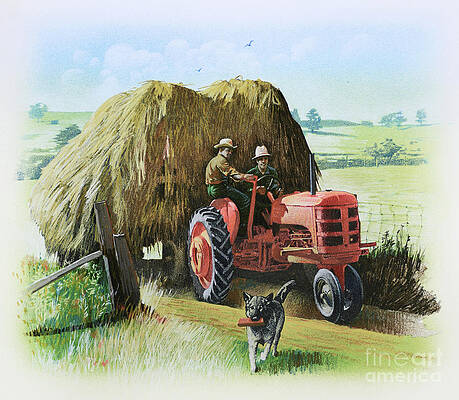 Threshing On The Farm Print