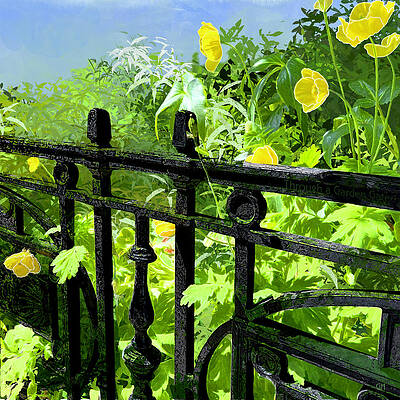 Flower Digital Art - Through A Garden Gate by Gina Harrison