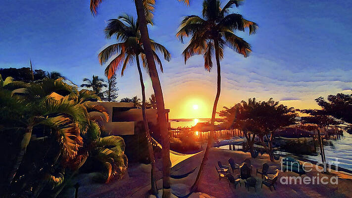 Wall Art featuring the digital art Through The Palms by Eileen Kelly