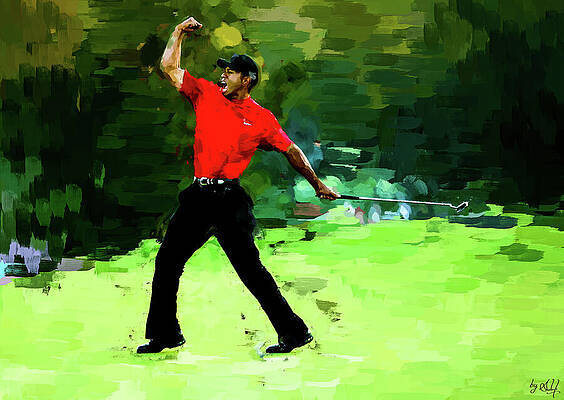 Digital Art - Dancing Star, Tiger Woods by Gradify Creations