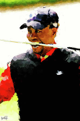 Expression Wall Art featuring the digital art Tiger Woods Style by Gradify Creations