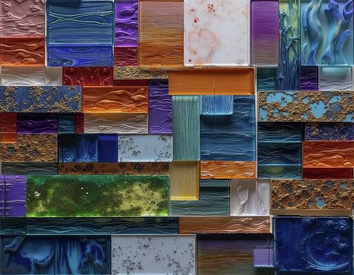 Colorful Digital Art - Tile Collage by Eris And AI