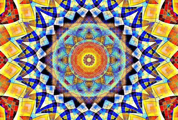 Geometric Digital Art - Tile Fire by David Manlove