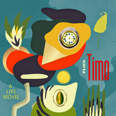 Bold Wall Art featuring the mixed media Time Flies  A Life Movie by Canessa Thomas