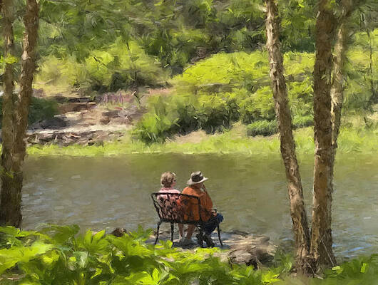 Lake Wall Art featuring the painting Time Together Matters by Gary Arnold