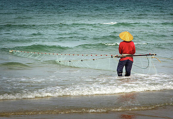 Wall Art featuring the photograph Timeless Vietnamese Fishing Tradition by Rebecca Herranen