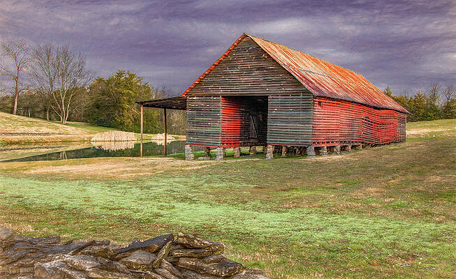 Country Photograph - Tin Roof Barn By The Pond by Marcy Wielfaert