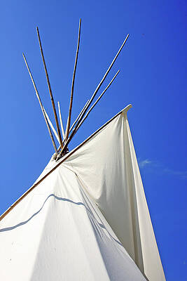 Traditional Tipi Against Clear Blue Sky Wall Art