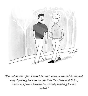 Adam Wall Art featuring the drawing To Meet Someone The Old Fashioned Way by Juliana Castro Varon