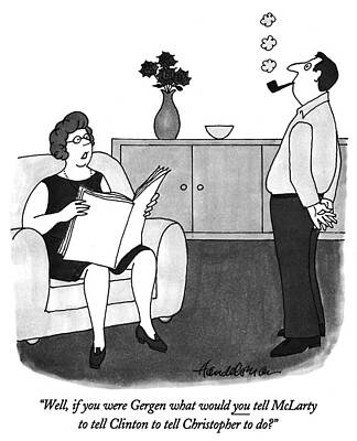 Pipe Wall Art featuring the drawing To Tell Clinton To Tell Christopher by JB Handelsman