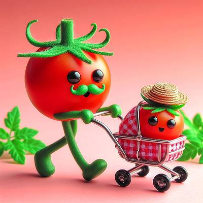 Wall Art featuring the digital art Tomato Family Outing by Deb Beausoleil