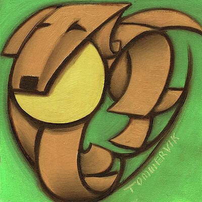 Animal Painting - Tommervik Dog Running With Yellow Frisbee Art Print by Tommervik