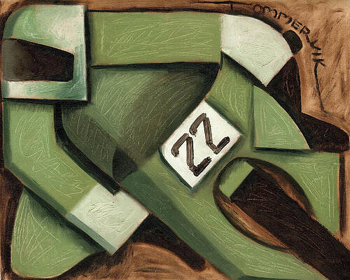 Cubist Motorcyclist with Number 22 Wall Art