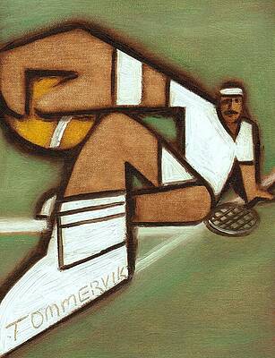 Cool Painting - Old School Tennis Player Painting by Tommervik