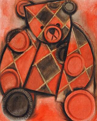 Cool Painting - Checkers Bear Art Print by Tommervik