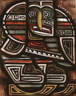 Hockey Wall Art featuring the painting Tommervik Totem Hockey Player Art Print by Tommervik