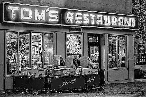 Monochromatic Photograph - Tom's Restaurant Seinfeld BW by Susan Candelario