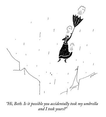 Woman Soared by an Umbrella Drawing