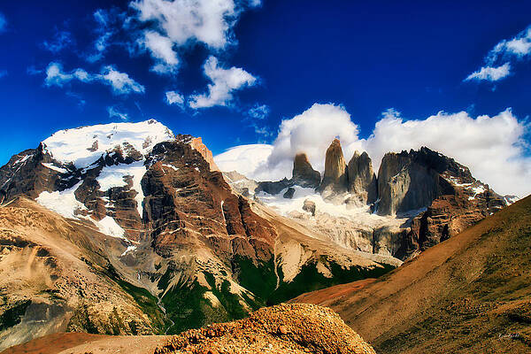 Mountain Photograph - Torres Del Paine And Almirante Nieto From Overlook by Bruce Block