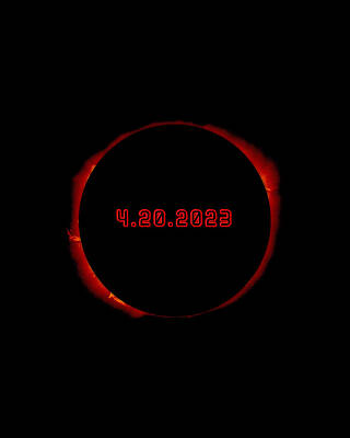 April Wall Art featuring the digital art Total Solar Eclipse April 20 2024 Totality by Flippin Sweet Gear