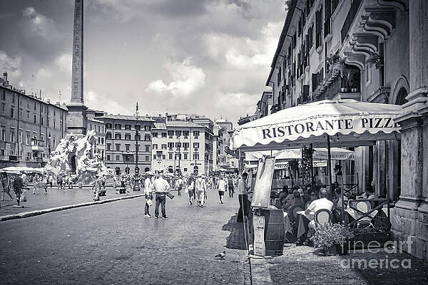 Photograph - Tourists Dining Outside An Osteria On The Square - Piazza Navona Rome Italy by Stefano Senise