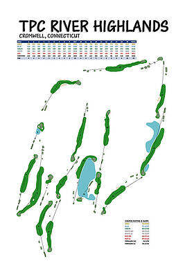 Wall Art featuring the digital art TPC River Highlands by Flop Shot Studio