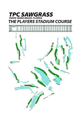 Wall Art featuring the digital art TPC Sawgrass - The Players Stadium Course by Flop Shot Studio