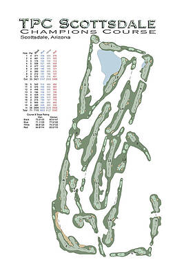 Course Wall Art featuring the digital art TPC Scottsdale - Champions Course by Flop Shot Studio