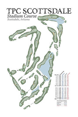 Course Wall Art featuring the digital art TPC Scottsdale - Stadium Course by Flop Shot Studio