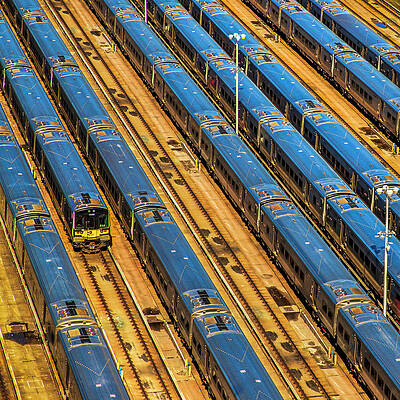 Yellow Wall Art featuring the photograph Trains At Hudson Yards by Elvira Peretsman