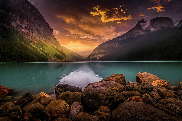 Landscape Photograph - Tranquillity At Lake Louise by Chris Boulton