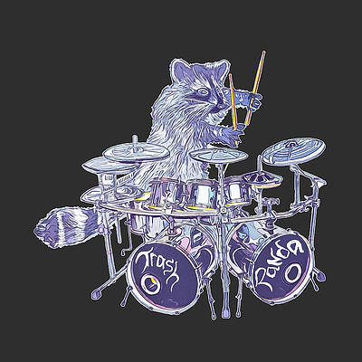 Wall Art featuring the mixed media Trash Panda Raccoon Drummer by David McKinney