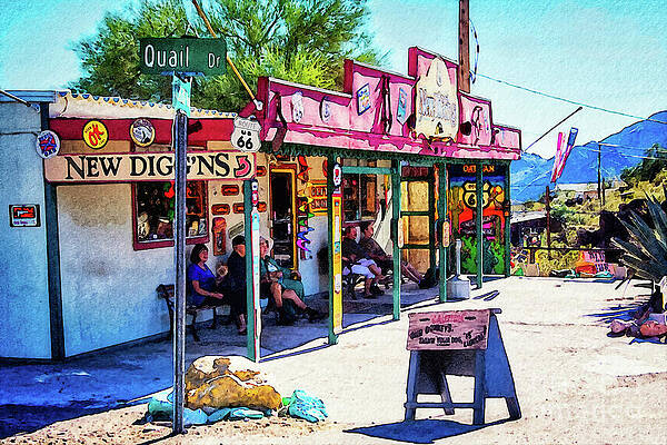 Wall Art featuring the mixed media Travelers Resting On Route 66 - Oatman Arizona by Tatiana Travelways