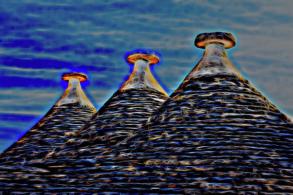 Bold Wall Art featuring the photograph Tre Amici Standing Tall - Mystical by Elvira Peretsman