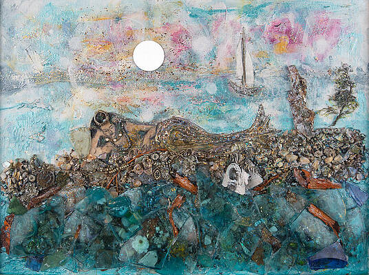Colorful Wall Art featuring the mixed media Treasures Adrift by Susan Orosz