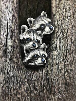 Wall Art featuring the pastel Tree Bandits by Marlene Little