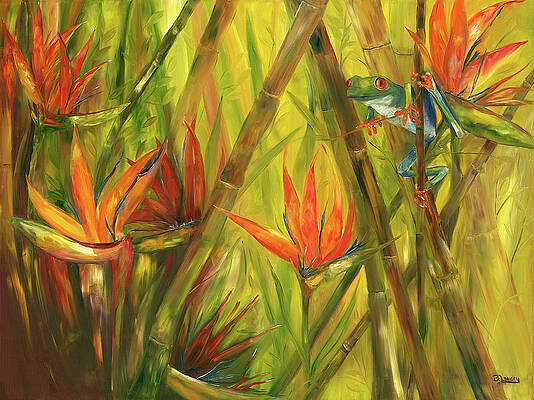 Wall Art featuring the painting Tree Frog In Paradise by Barbara Landry