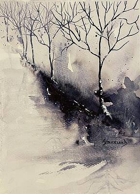 Tree Wall Art featuring the painting Trees Waiting For Spring by Judy Strickland