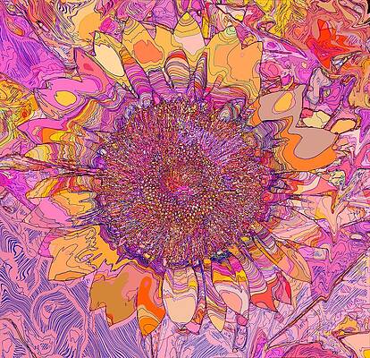 Wall Art featuring the drawing Trippy Sunflower by David McKinney